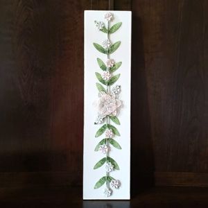 Metal Flower Farmhouse Shabby Chic Decor New Hanging Sign Plaque Wooden